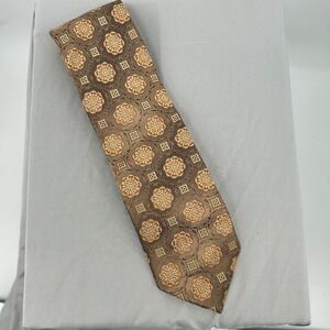 The‎ Big Knot by Steven Land Brown Orange Floral Silk Hand Made Mens Tie